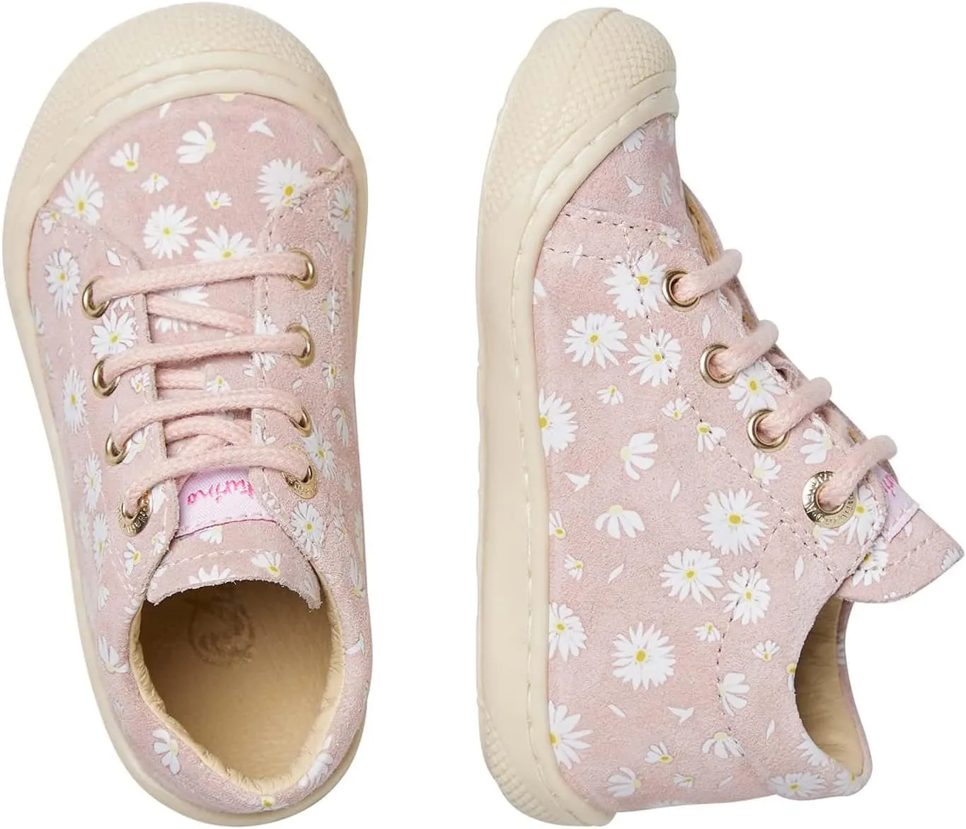 NATURINO Cocoon Suede Leather Daisy Print First Walking Shoes