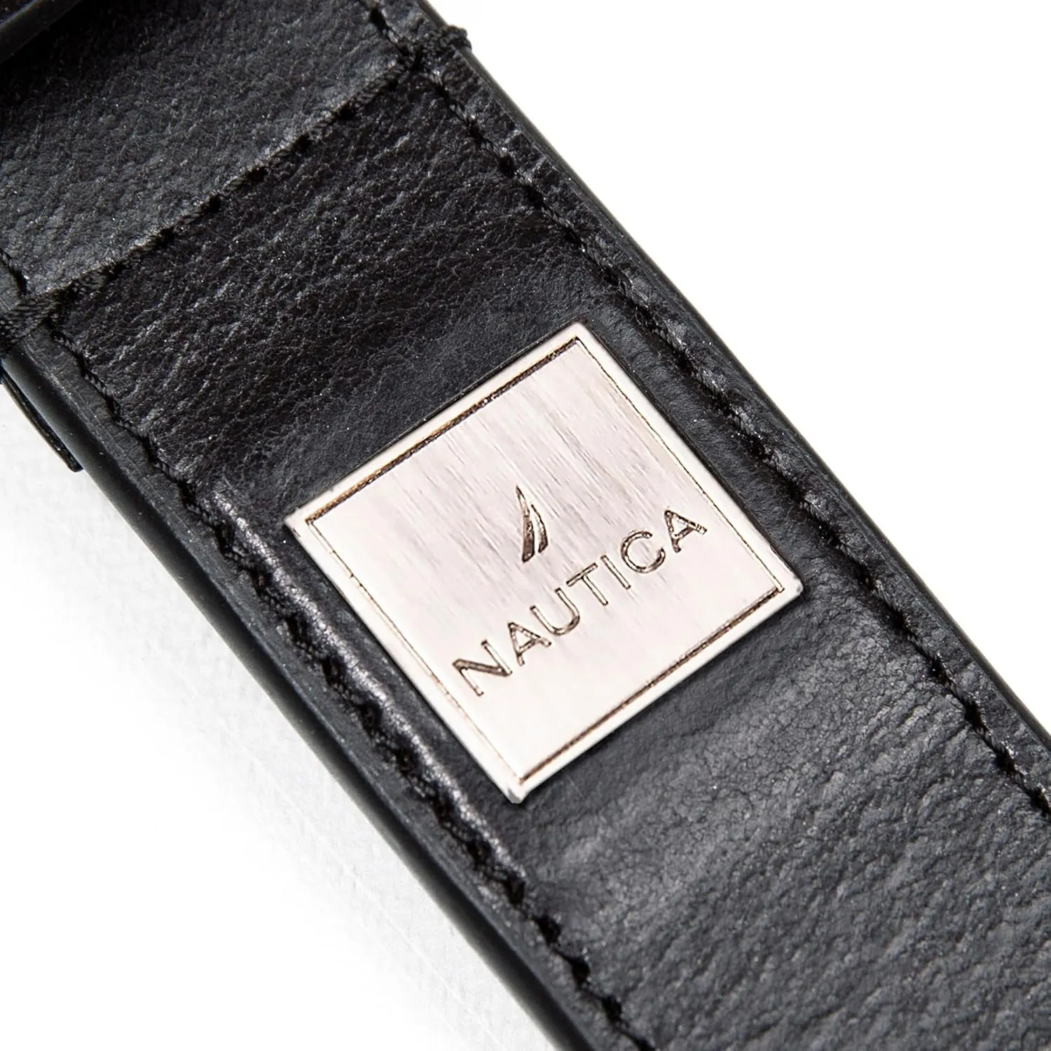 Nautica Men's Casual Leather Belt | Everyday | Classic | Pants | Jeans | Khakis | Chinos | Metal Buckle