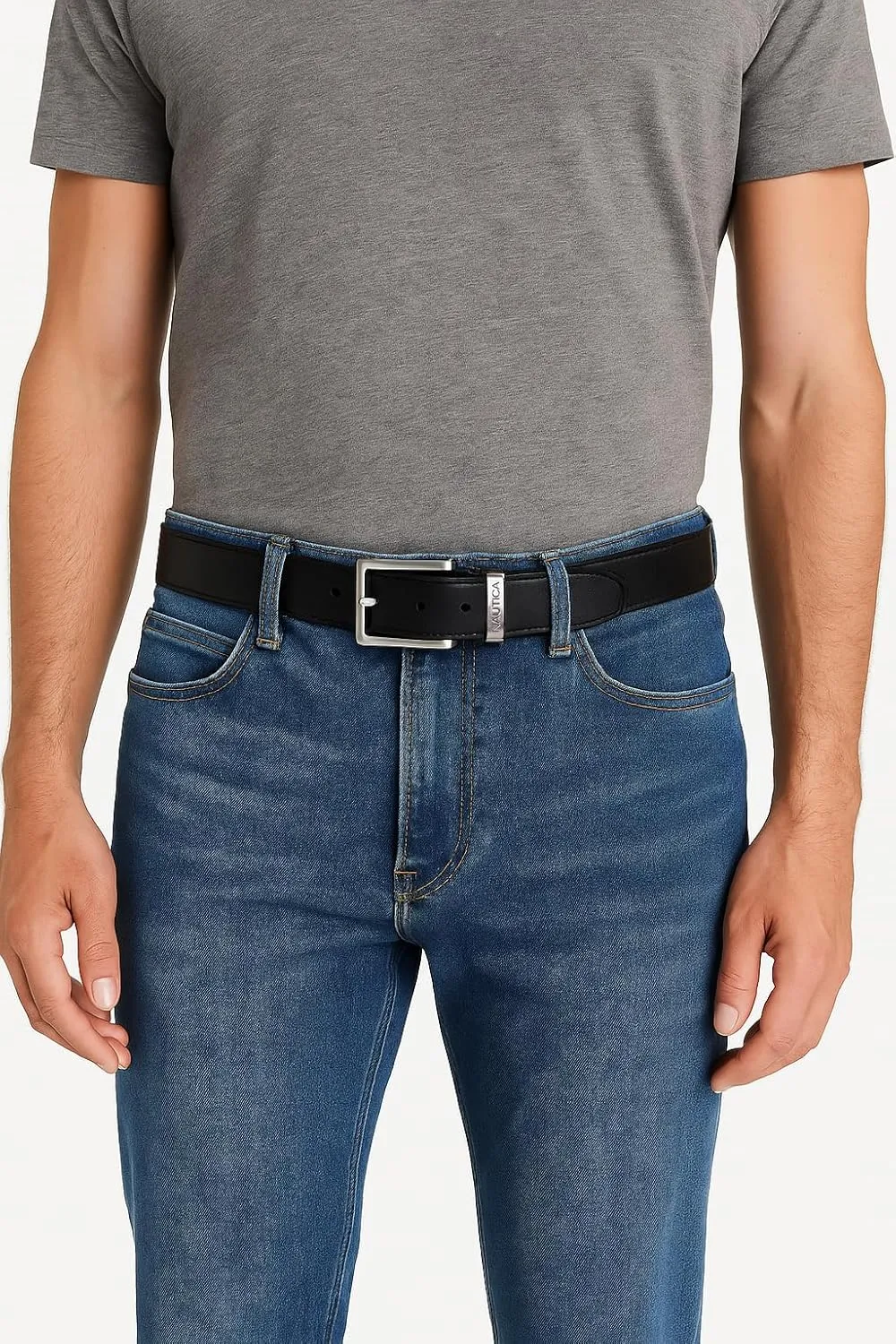 Nautica Men's Casual Leather Belt | Everyday | Classic | Pants | Jeans | Khakis | Chinos | Metal Buckle