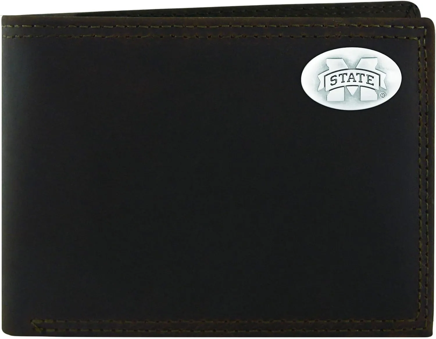NCAA Mississippi State Bulldogs Zep-Pro Crazyhorse Leather Bifold Concho Wallet, Light Brown