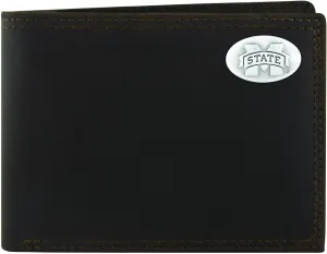 NCAA Mississippi State Bulldogs Zep-Pro Crazyhorse Leather Bifold Concho Wallet, Light Brown