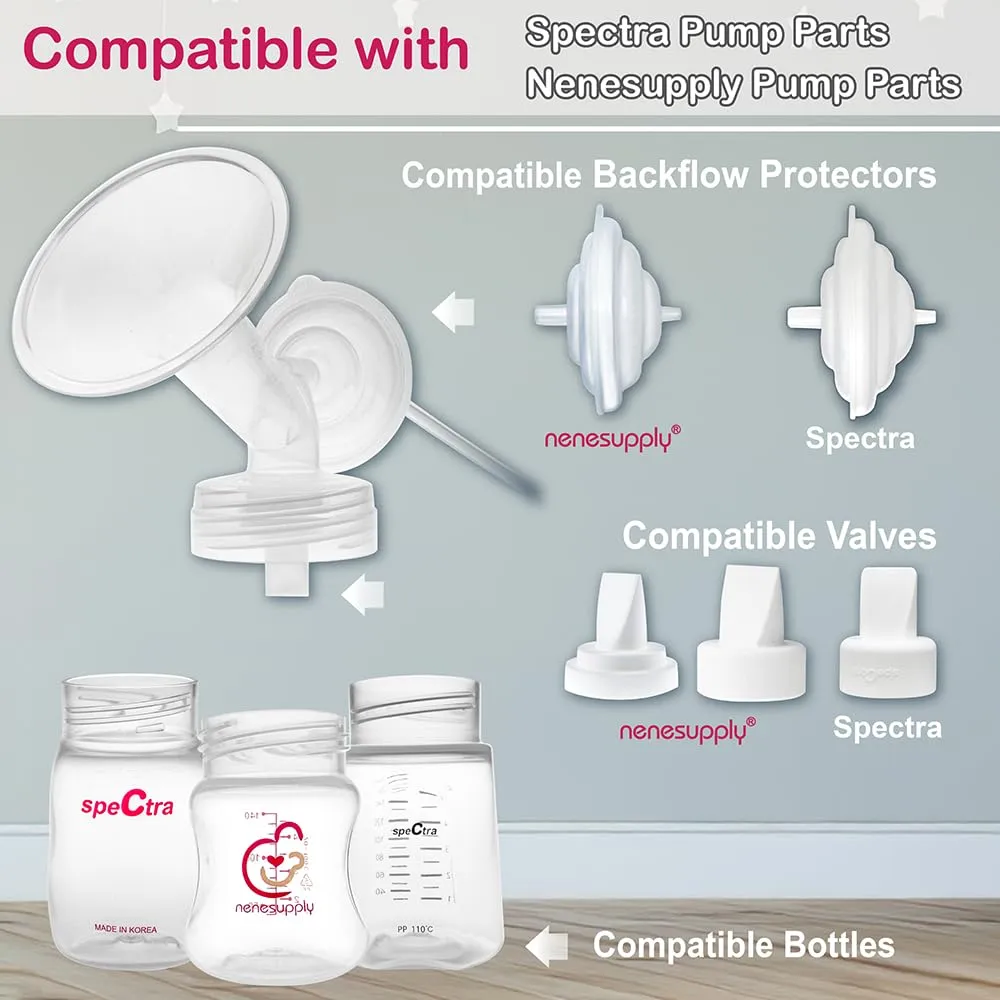 Nenesupply 21mm 2 pc Flanges Compatible with Spectra S2 S1 9 Plus Synergy Gold Breastpump Replacement to Spectra Pump Parts Flange Accessories Wide Mouth Work with Valve Backflow Protector Bottle