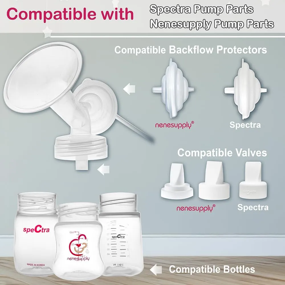 Nenesupply 30mm 2 pc Flanges Duckbill Valves Compatible with Spectra S2 S1 9 Plus Synergy Gold Breastpump Replacement to Spectra Pump Parts Flange Accessories Wide Mouth Work with Backflow Protector