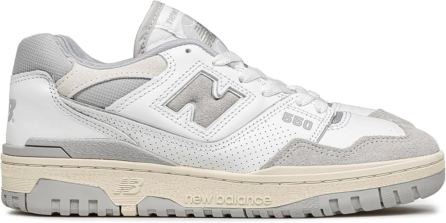 New Balance 550 Men's Shoes, White/Raincloud/Reflection, Size 7.5