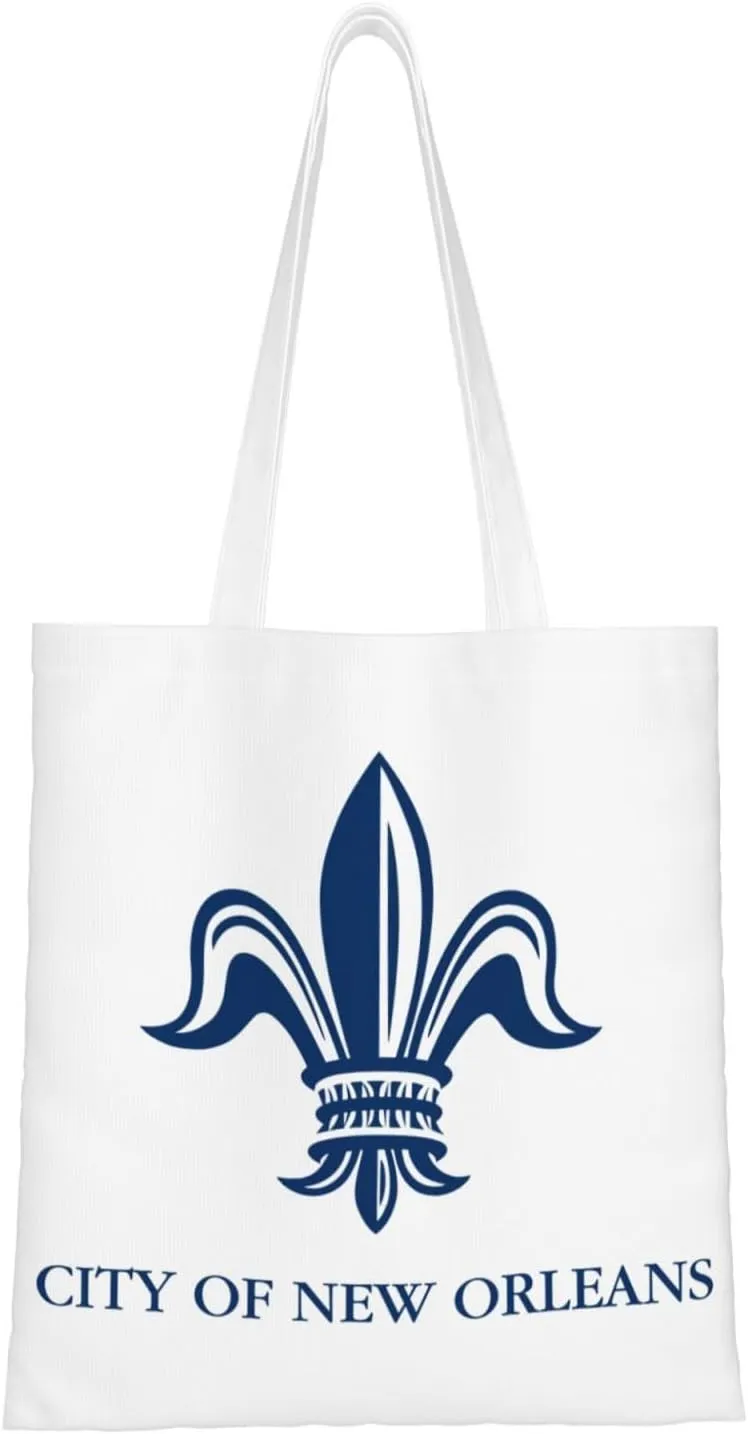 New Orleans Logo Tote Bag for Women Canvas Shopping Bags Reusable Large Capacity Casual Shoulder Handbags Grocery Bags DIY Gift Bags