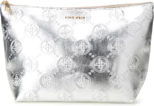 Nine West Women's Cosmetics Bag - Travel Makeup and Toiletries Top Zip Wedge Pouch, Grey