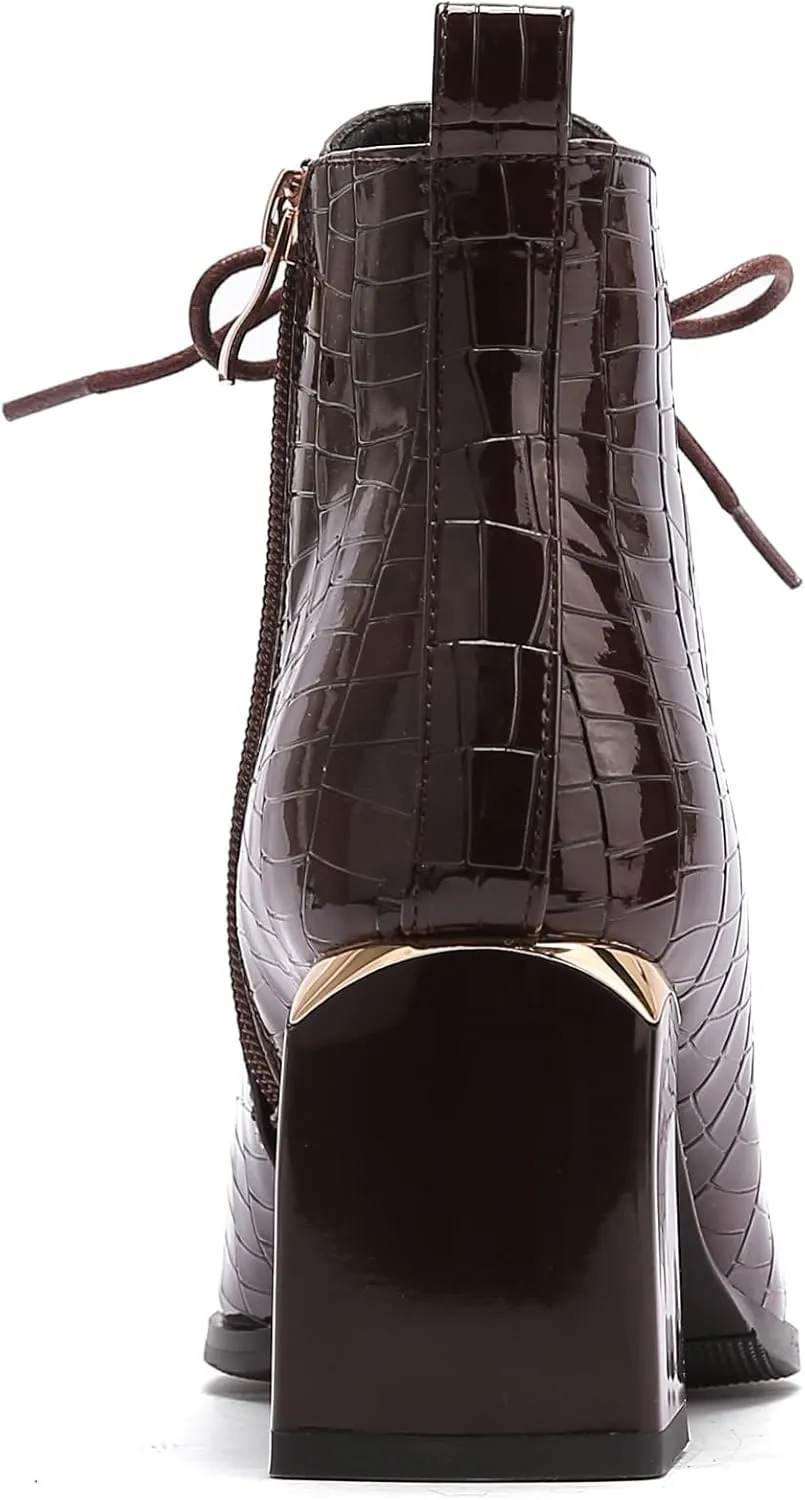 Ninety Union FANTASTIC Crocodile Patent Lace Up Bootie