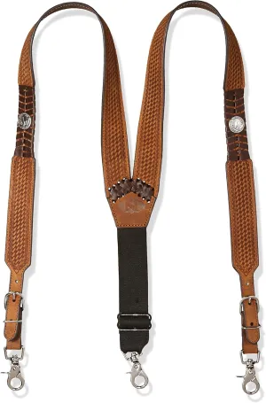 Nocona Belt Co. Men's Buffalo Nickel Basket Leather Suspender
