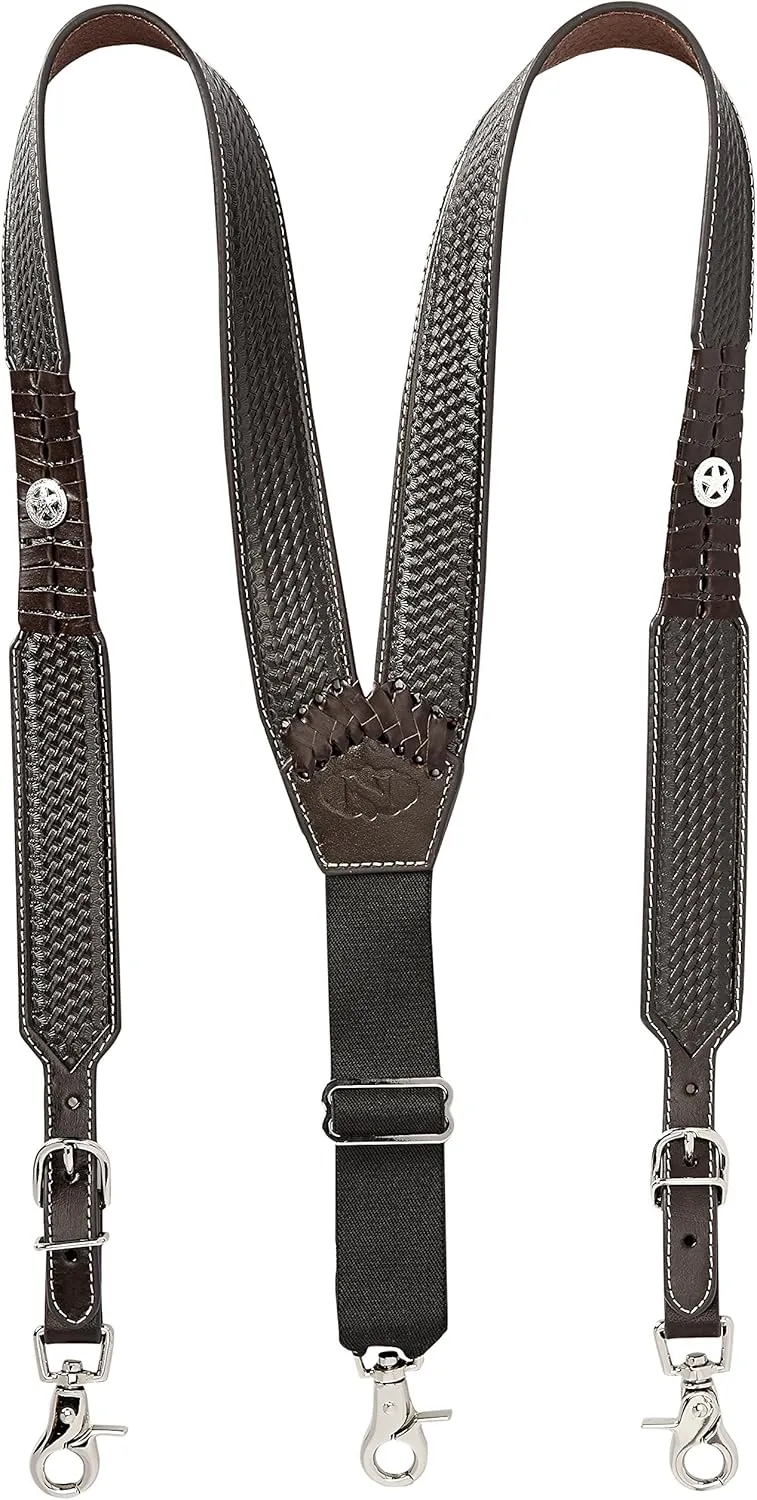 Nocona Belt Co. Men's Star Basket Leather Suspender