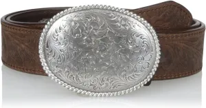 Nocona Men's Brown Basic Floral-Buckle Belt