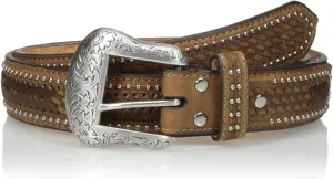 Nocona Men's Brown Ostrich Stitch Overlay