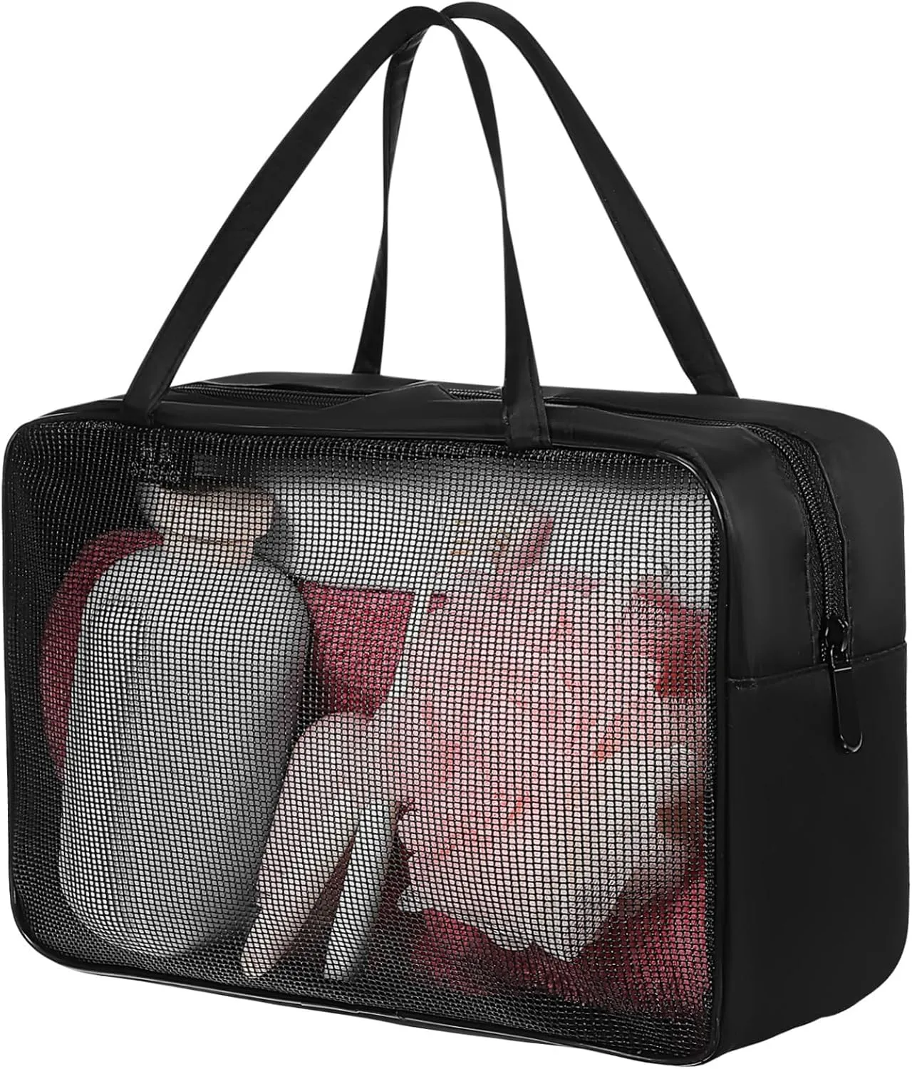 NOLITOY Hanging Travel Toiletry Bag Mesh Makeup Bag Dual Handles Space-saving Wash Bag for Women