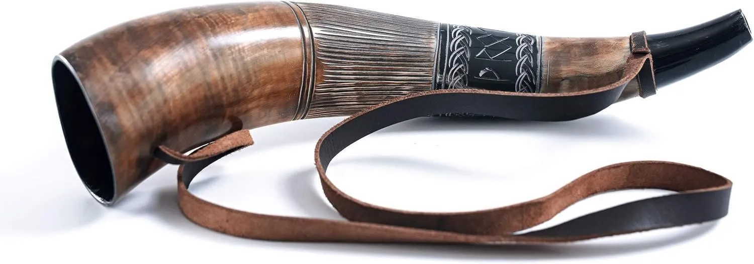 Norse Tradesman Viking War Horn – 18" Blow Horn Battle Trumpet Crafted from Authentic Premium Ox Horn – A Stirring Piece of History – "Battleseer"