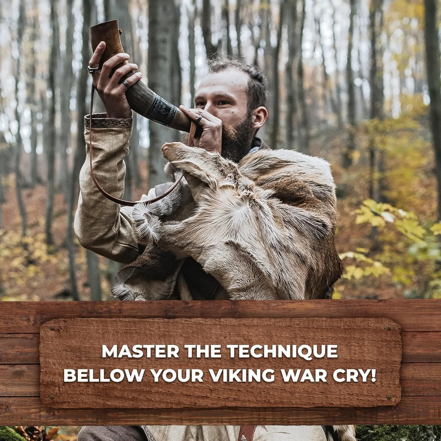 Norse Tradesman Viking War Horn – 18" Blow Horn Battle Trumpet Crafted from Authentic Premium Ox Horn – A Stirring Piece of History – "Battleseer"