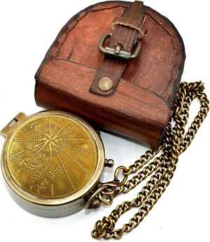 Not All Those Who Wander are Lost Brass Engraved Compass with Leather Case, Gift for Men, Birthday Gift, for Hiking, Graduation Day Baptism Communion Confirmation Day Motivational LOTR J.R.R. Tolkien