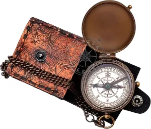 Not All Those Who Wander are Lost Engravable Compass, Pocket Compass for Hiking, Brass Compass with Leather Carry Case, Pirates Compass, Gift Compass, Camping Compass, Navigational Outdoor Compass