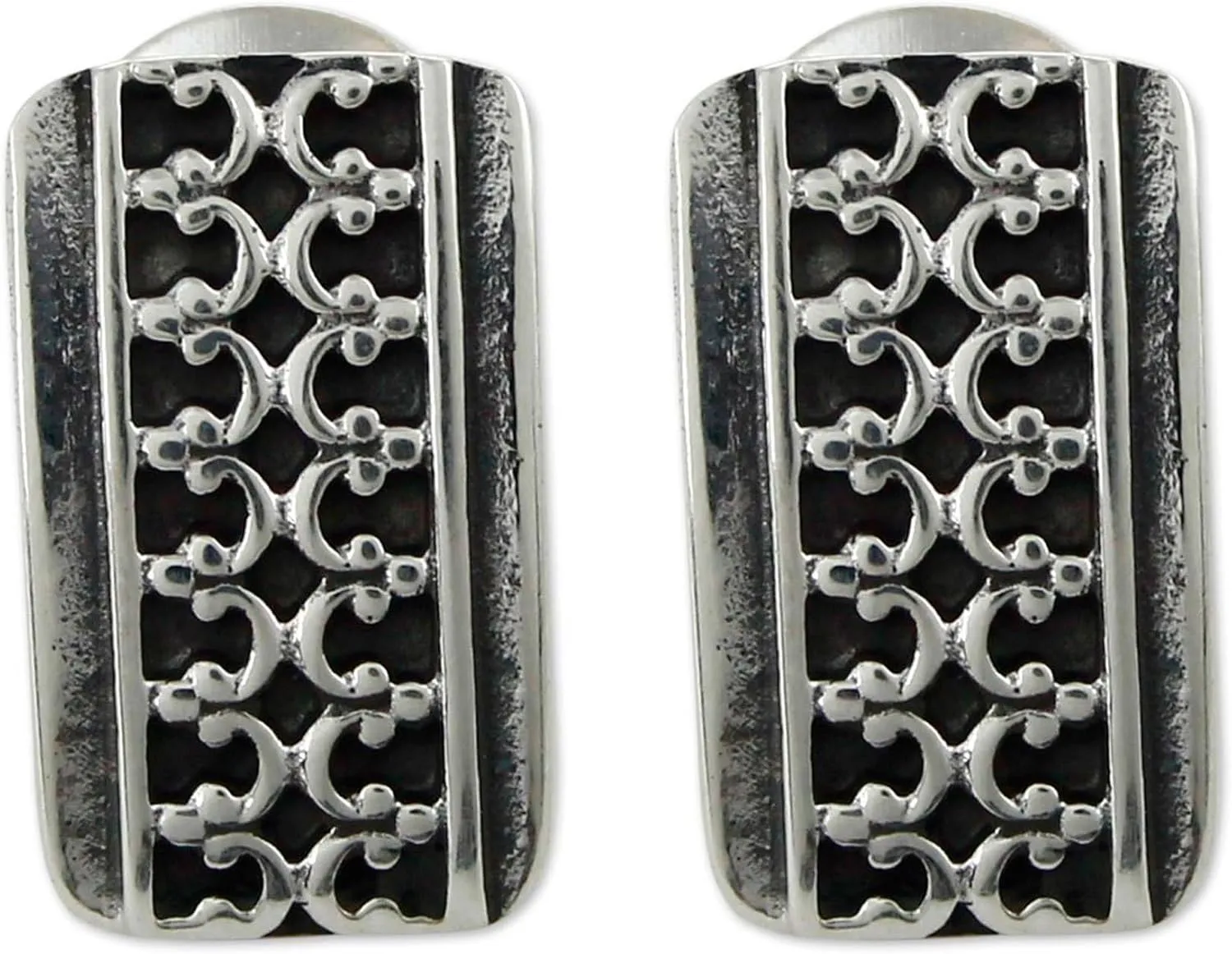 NOVICA Artisan Handmade Silver Button Earrings Fine Mexico Taxco [0.4 in L x 0.3 in W] ' Imperial'