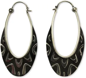 NOVICA Artisan Handmade Sterling Silver Hoop Earrings Artisan Crafted Taxco from Mexico [2 in L x 0.1 in W x 0.8 in D] ' Antique Taxco Lace'