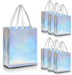 Nush Nush Set of 30 Iridescent Gift Bags in Bulk - Holographic Reusable Gift Bags Medium Size - Goodie Bags, Birthday Gift Bags With Handles, Party Favor Bags, Goody Bags, Return Gift Bags - 8Wx4Dx10H