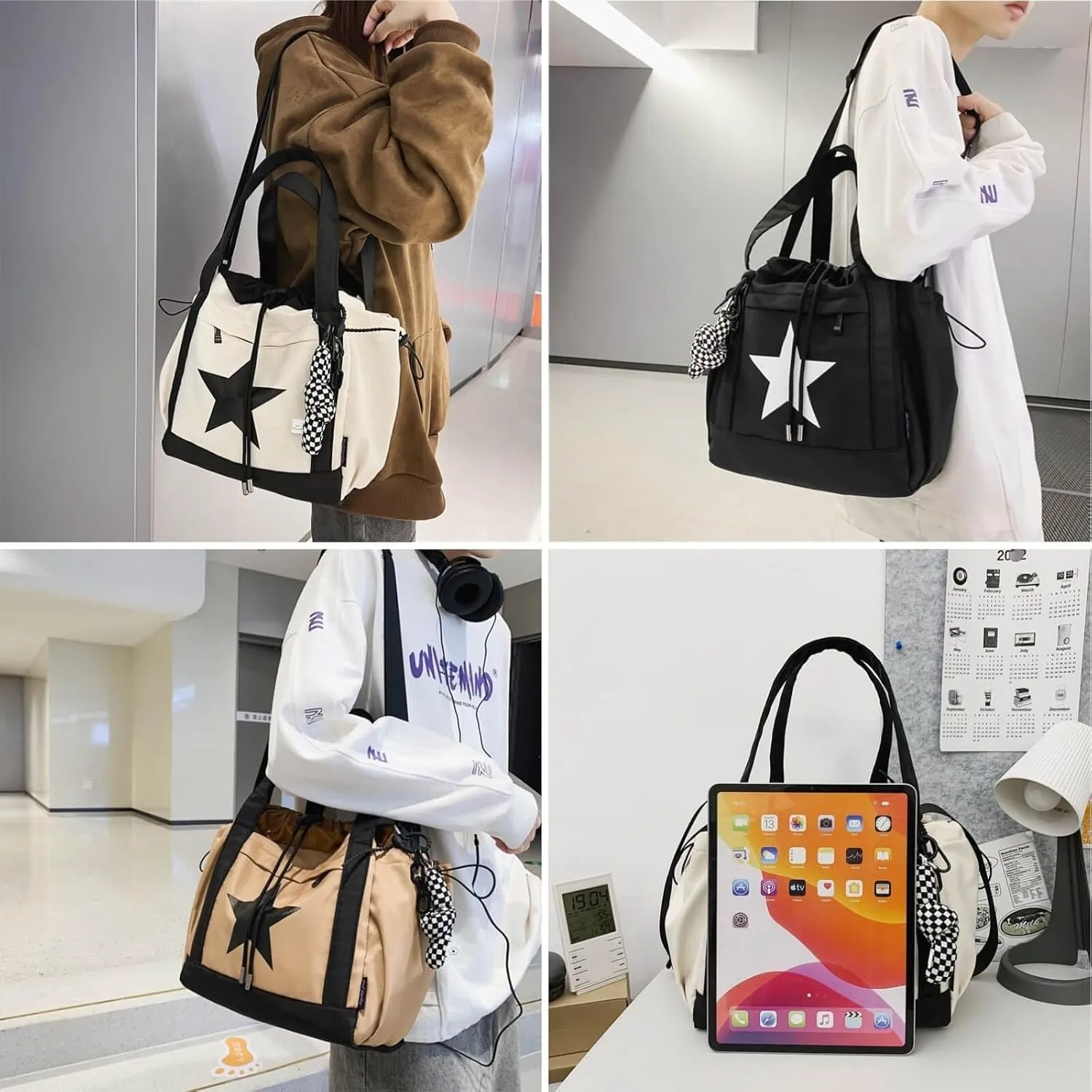 Nylon Star Messenger Bag Y2K, Cute Tote Bags Aesthetic, Small Travel Crossbody Shoulder Bags For Women