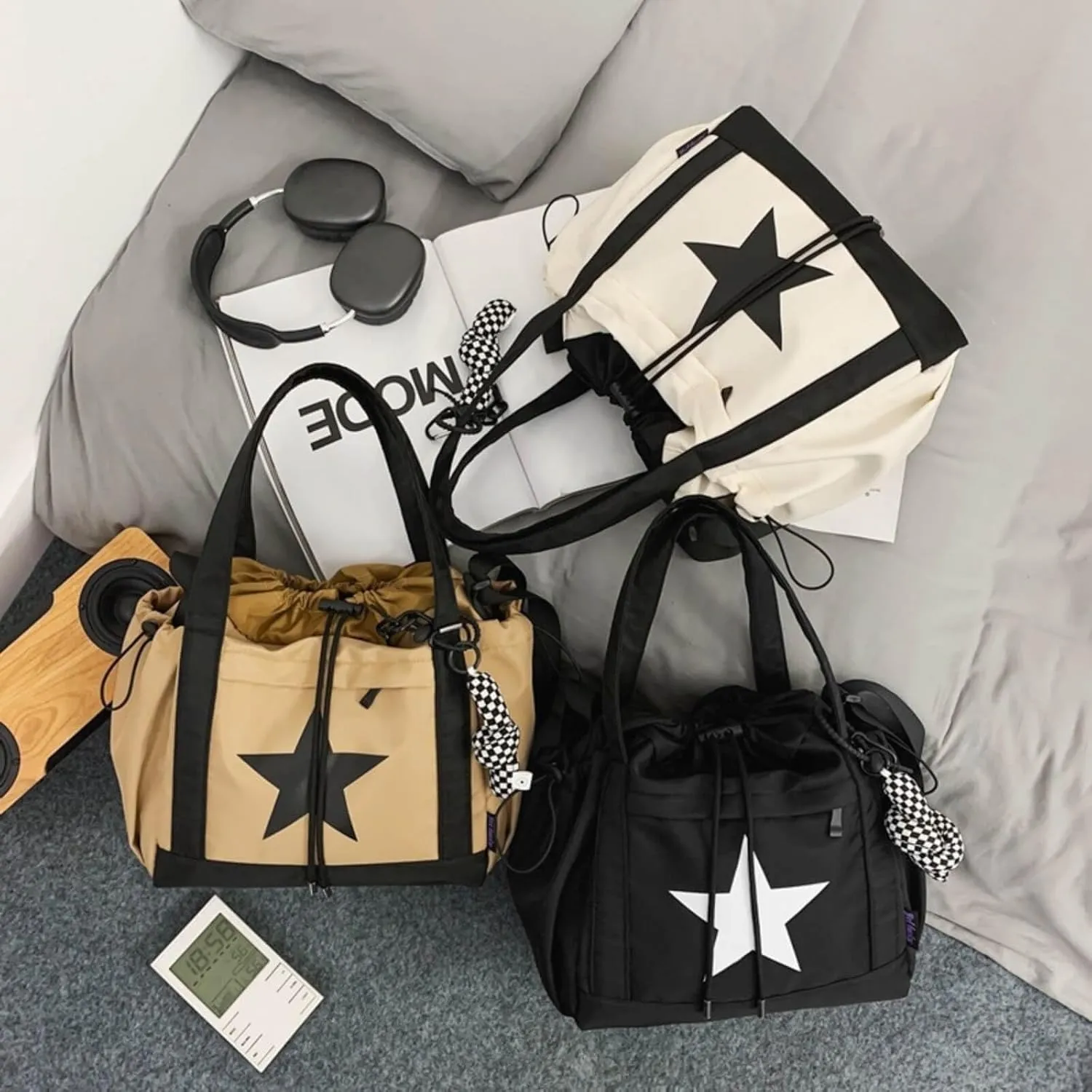 Nylon Star Messenger Bag Y2K, Cute Tote Bags Aesthetic, Small Travel Crossbody Shoulder Bags For Women