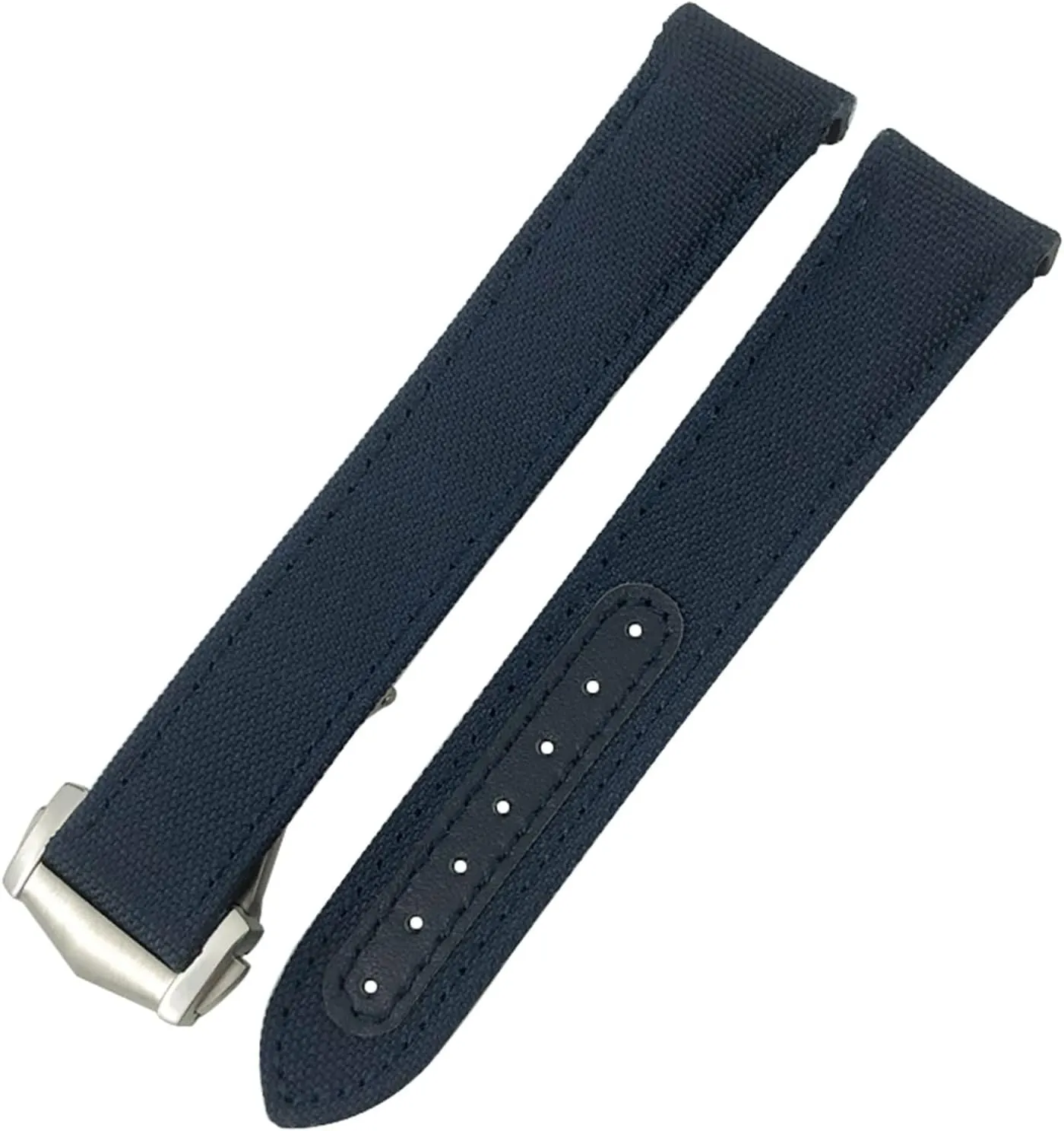 Nylon Watchband 19mm 20mm 21mm for Omega Seamaster Diver 300 AT150 Planet Ocean Curved End Blue Canvas Fabric Watch Strap (Color : Blue Blue, Size : 21mm)