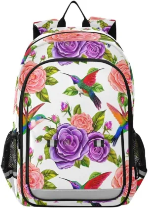 ODAWA Floral Colorful Roses Bagpacks Primary Middle School Book Bags Kids Backpack Ages 6-12, 17 Inch