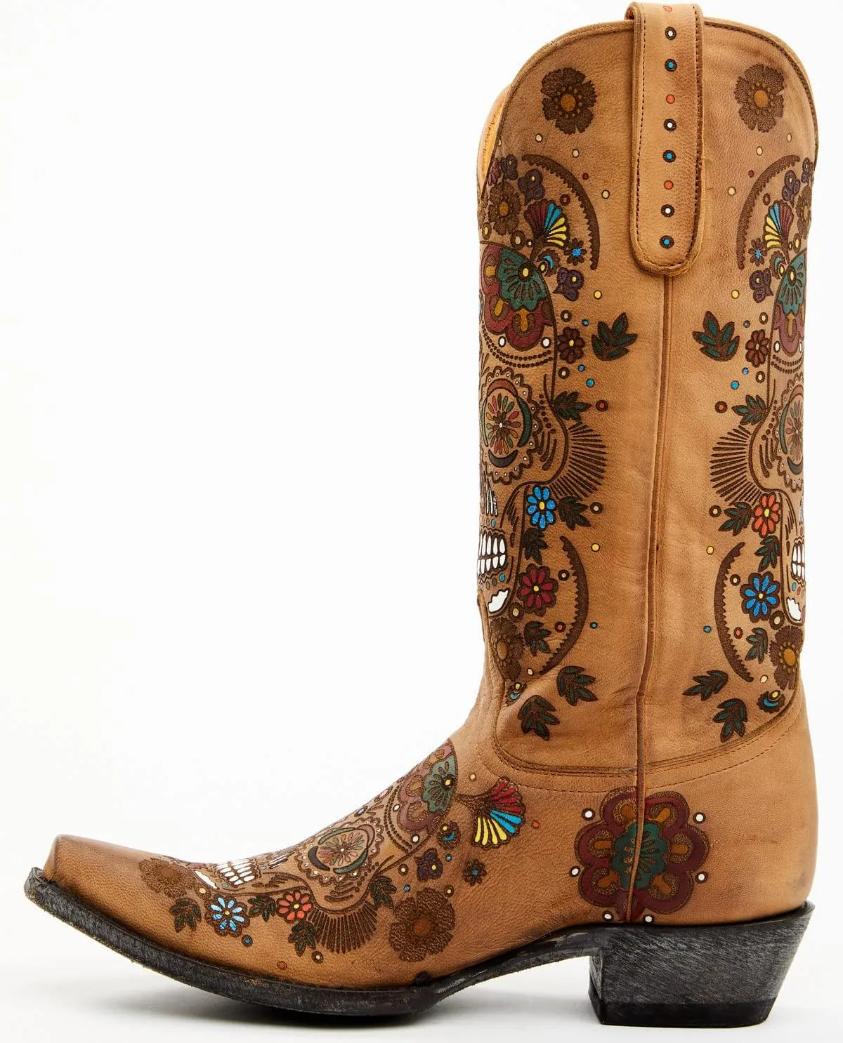 Old Gringo Women's Cavalier Skull and Floral Burnished Tall Western Leather Boot - L 3601-1