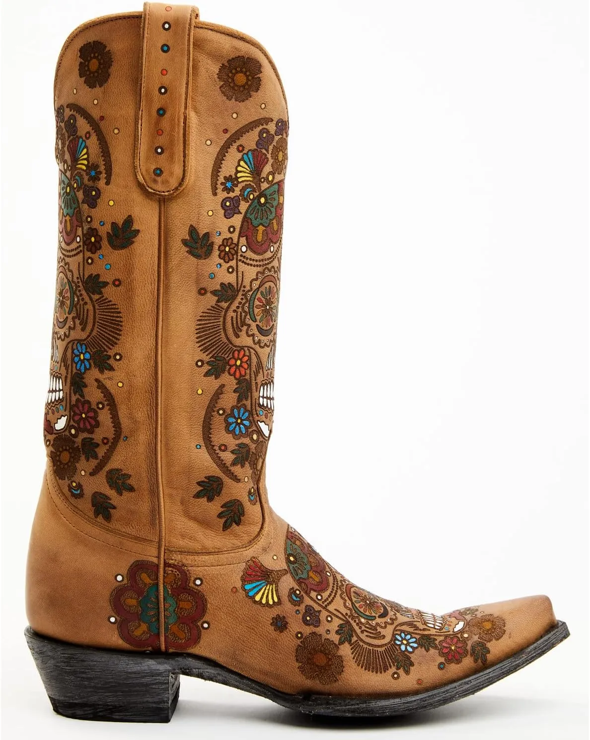 Old Gringo Women's Cavalier Skull and Floral Burnished Tall Western Leather Boot - L 3601-1