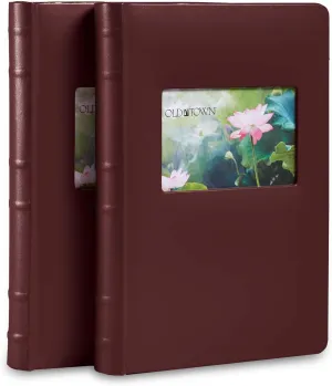 Old Town 2-Pack Bonded Leather Photo Albums, Multi Size Photo Album 5x7 & 4x6 Slots, Acid-Free Photo Album 4x6 300 Photos or 100 5x7 Photos, 50 Double-sided Welded Pages, Burgundy