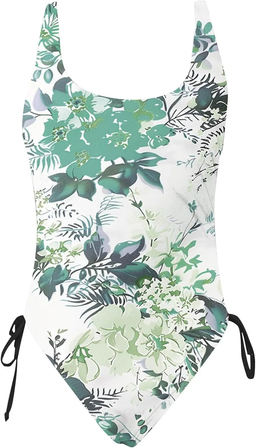 One Piece Swimsuit Women 2025 Vintage Tummy Control One Piece Bathing Suits V Neck Boho Floral Print Swimwear