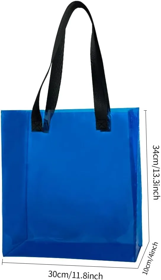 ONEART 2 Pcs Clear Tote Bag Iridescent Plastic Transparent Shoulder Bag for Shopping Holiday Picnic