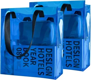 ONEART 2 Pcs Clear Tote Bag Iridescent Plastic Transparent Shoulder Bag for Shopping Holiday Picnic