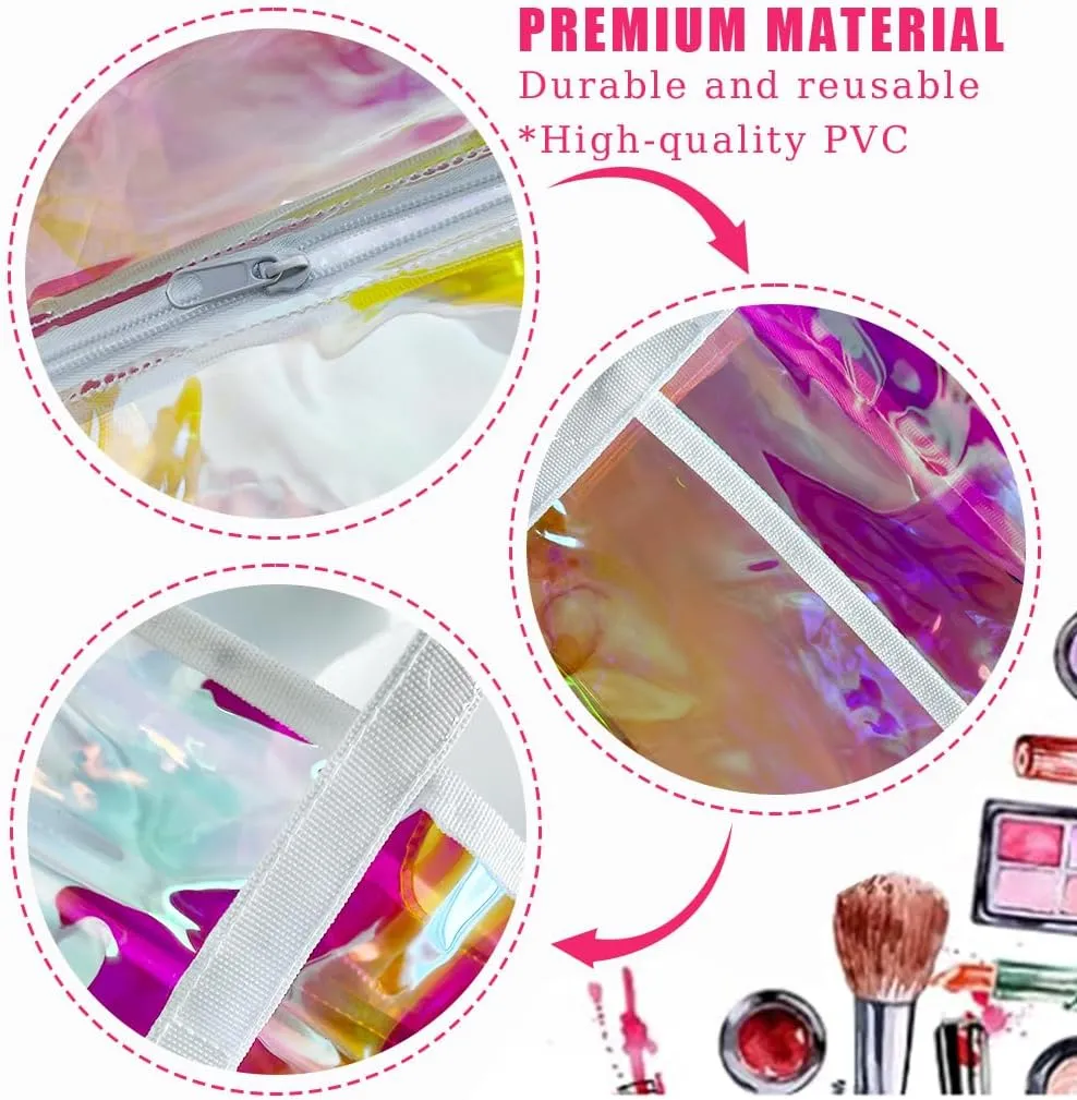 ONEART Holographic Clear Tote Bags, Waterproof Shoulder Bag, Clear Tote Bag with Zipper, Unisex Handbag