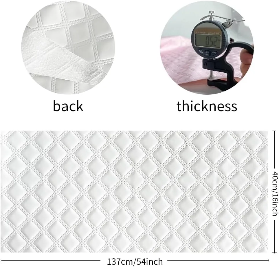 ONEART | Solid Plaid Embossed Faux Leather Fabric, 16"×54" Soft Durable Synthetic Pleather for Wallets Handbag Sewing Projects-White