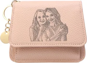 OPALSTOCK Personalized Leather Wallet for Women – Custom Name Purse with Engraved Birth Flower – Small Zipper Coin Wallet, Custom Ladies Purse – Gift for Mother's Day, Birthday Present (Styles 6)