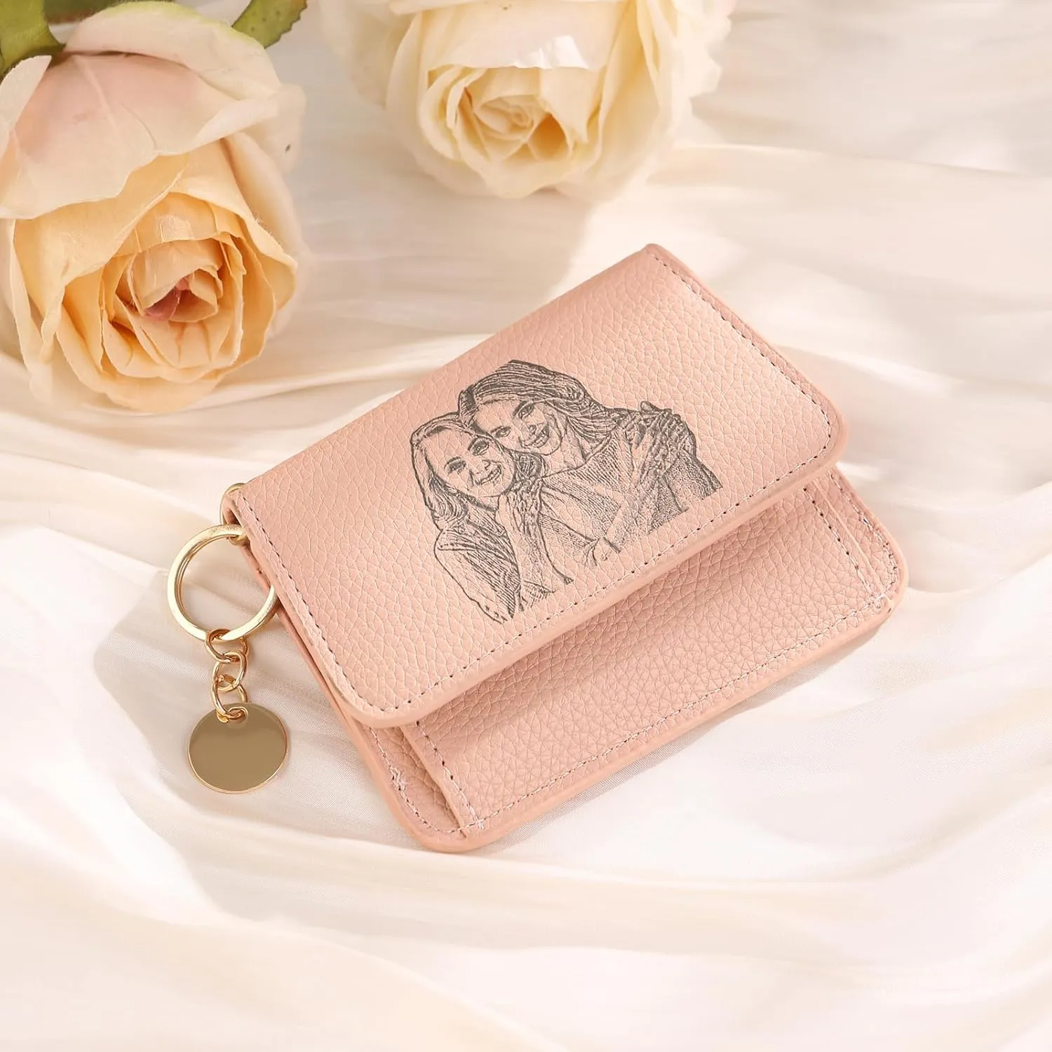 OPALSTOCK Personalized Leather Wallet for Women – Custom Name Purse with Engraved Birth Flower – Small Zipper Coin Wallet, Custom Ladies Purse – Gift for Mother's Day, Birthday Present (Styles 6)