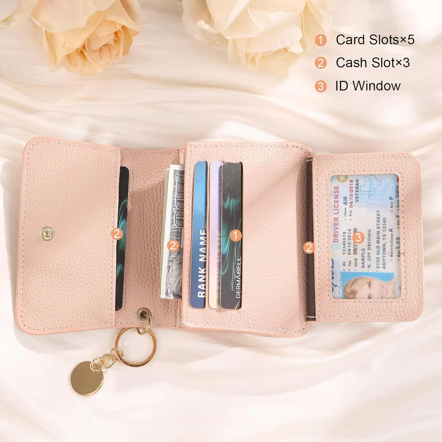 OPALSTOCK Personalized Leather Wallet for Women – Custom Name Purse with Engraved Birth Flower – Small Zipper Coin Wallet, Custom Ladies Purse – Gift for Mother's Day, Birthday Present (Styles 6)
