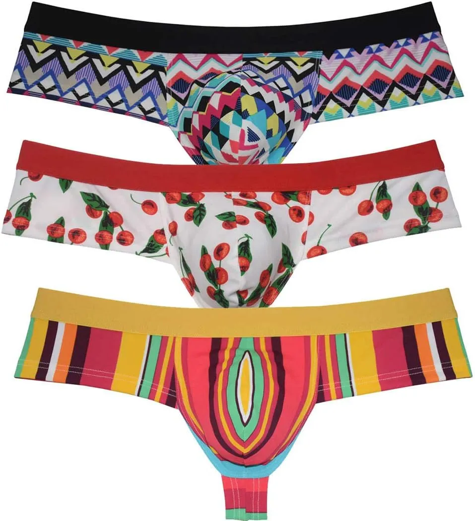OROCOJUCO Men's Brazilain Bikini Boxers Thong Underwear Guys Hipster Swim Tangas 1/3 Back Coverage Trunks