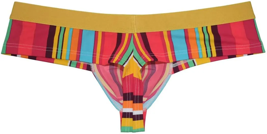OROCOJUCO Men's Brazilain Bikini Boxers Thong Underwear Guys Hipster Swim Tangas 1/3 Back Coverage Trunks