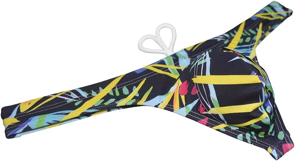 OROCOJUCO Sport Mens Print Thong Swimsuit Contour Pouch Bikini Swimwear Board Surf Short Trunks Swim Tangas