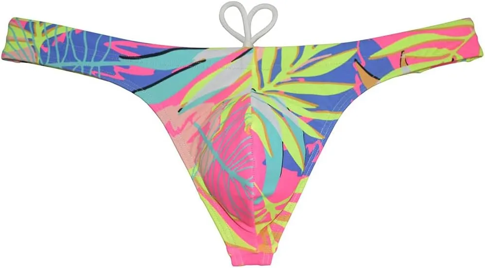 OROCOJUCO Sport Mens Print Thong Swimsuit Contour Pouch Bikini Swimwear Board Surf Short Trunks Swim Tangas