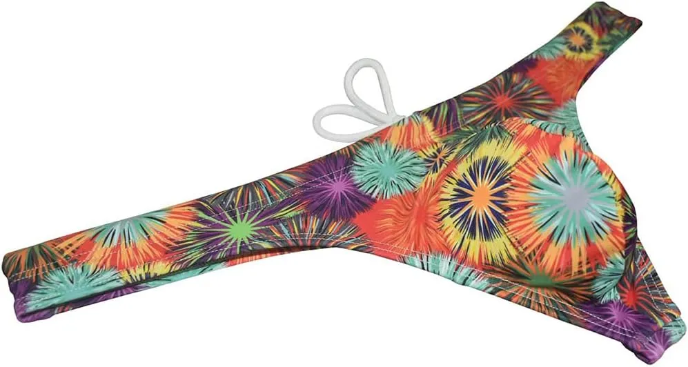 OROCOJUCO Sport Mens Print Thong Swimsuit Contour Pouch Bikini Swimwear Board Surf Short Trunks Swim Tangas