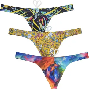 OROCOJUCO Sport Mens Print Thong Swimsuit Contour Pouch Bikini Swimwear Board Surf Short Trunks Swim Tangas