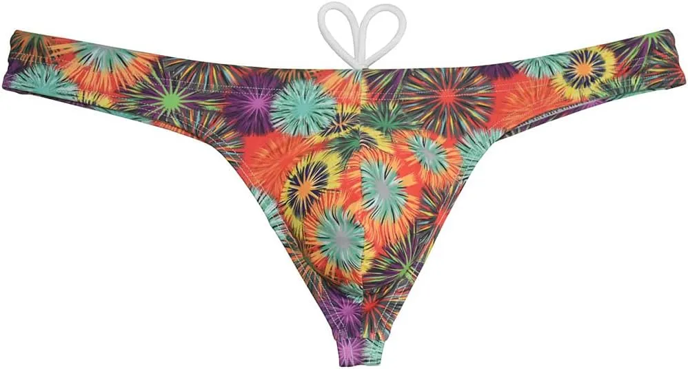OROCOJUCO Sport Mens Print Thong Swimsuit Contour Pouch Bikini Swimwear Board Surf Short Trunks Swim Tangas