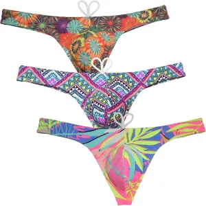 OROCOJUCO Sport Mens Print Thong Swimsuit Contour Pouch Bikini Swimwear Board Surf Short Trunks Swim Tangas