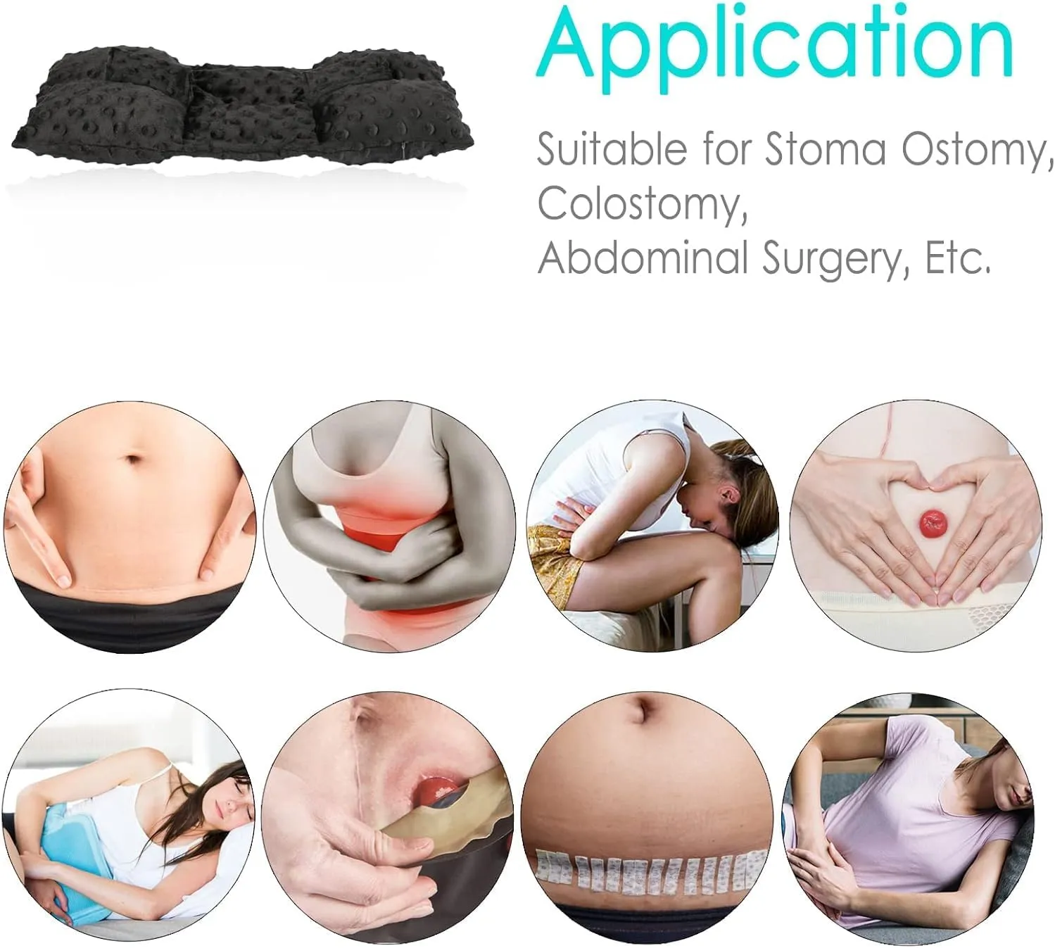 Ostomy Seatbelt Pillow, Ostomy Driving Protector, Stoma Shiled Ileostomy Urostomy Riding Guard, No Squeezing, Ostomate Must Have Supplies, Minky Dot Black