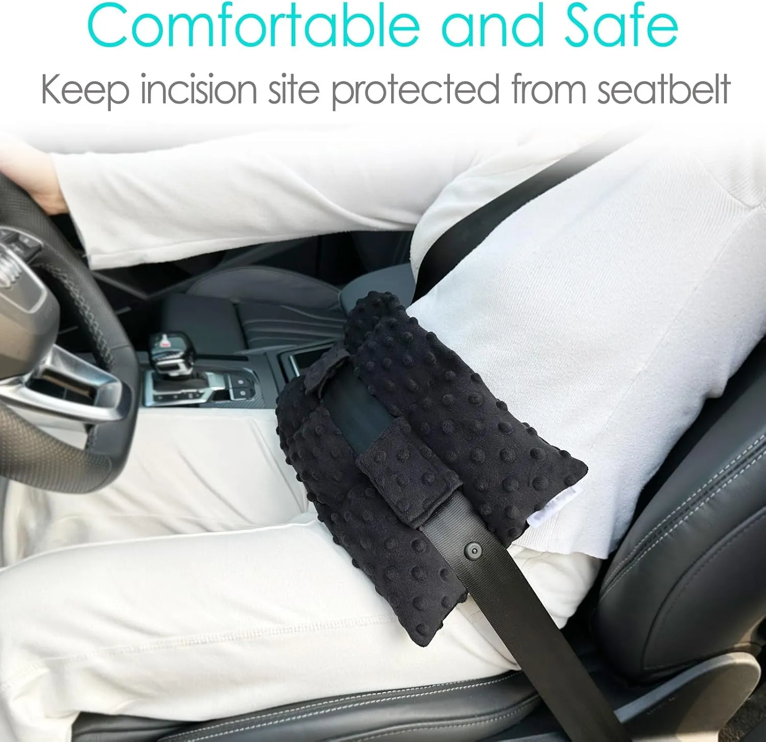 Ostomy Seatbelt Pillow, Ostomy Driving Protector, Stoma Shiled Ileostomy Urostomy Riding Guard, No Squeezing, Ostomate Must Have Supplies, Minky Dot Black