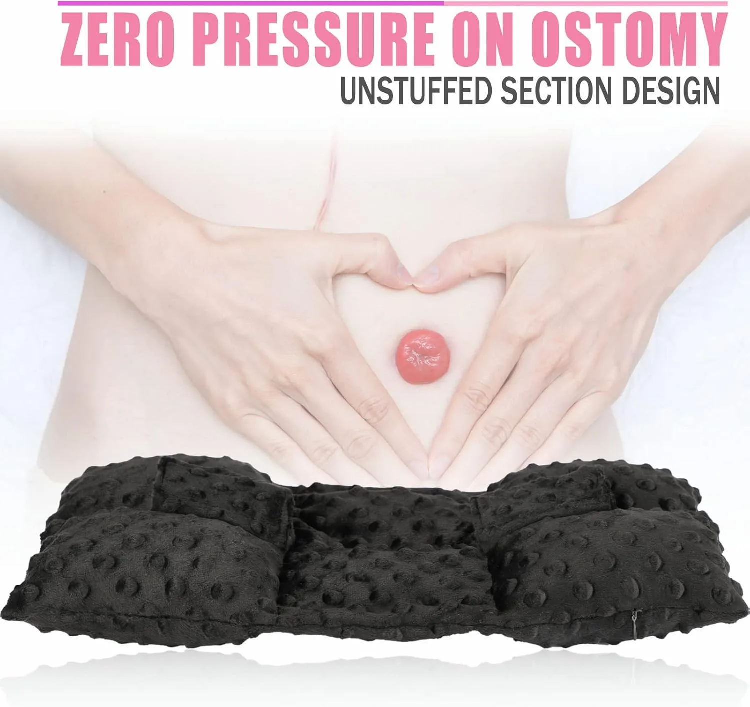 Ostomy Seatbelt Pillow, Ostomy Driving Protector, Stoma Shiled Ileostomy Urostomy Riding Guard, No Squeezing, Ostomate Must Have Supplies, Minky Dot Black