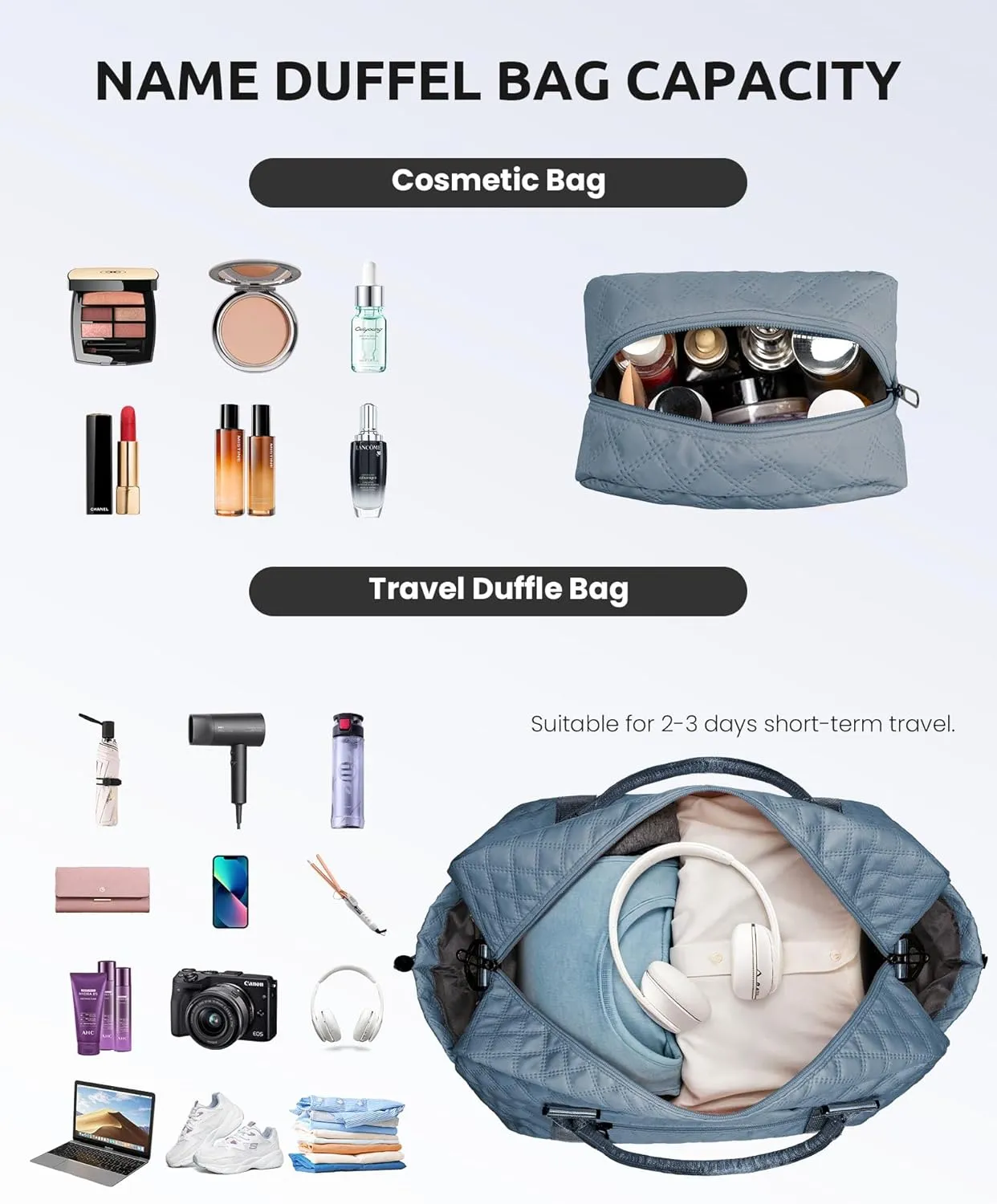 Overnight Bags for Women, Personalized Weekender Bag, Monogram Travel Bag for Women with Trolley Sleeve & Wet Pocket, Letter Travel Bag with Makeup Bag, Gift for Her(Letter D)
